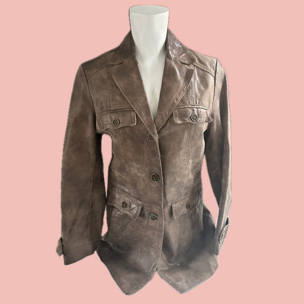 Vintage Genuine Leather Jacket Brown – Longline IDAO M Classic Cut